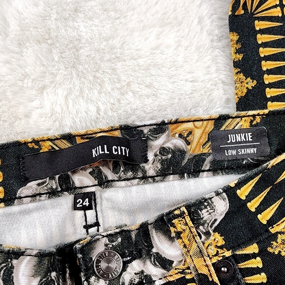 Goth Punk Skull Skinny Jean Pants - Picture 6 of 12